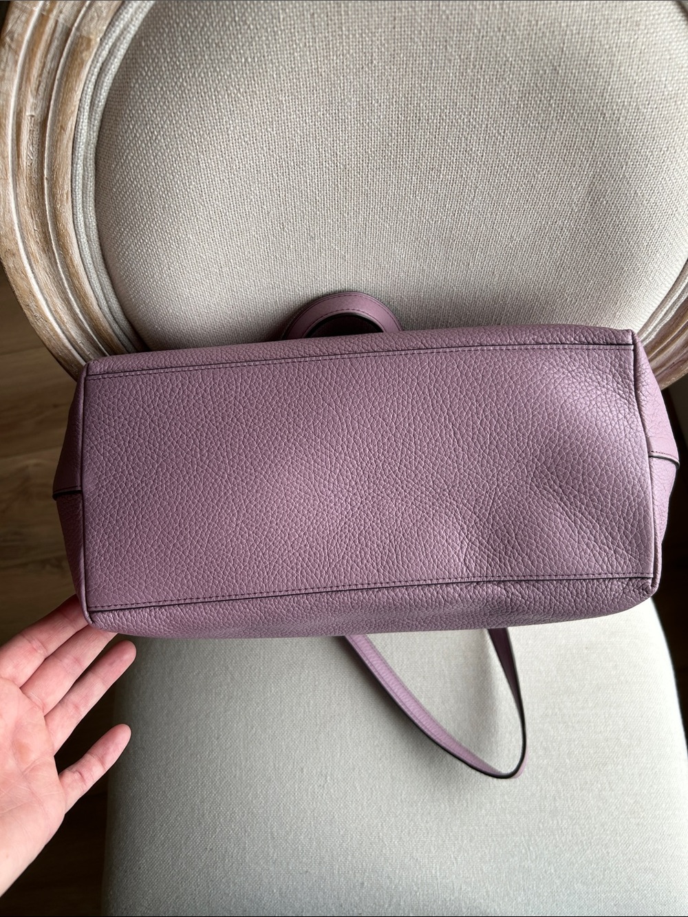 Coach Lilac Pebbled Leather Tote with Heart Charm - Picture 5 of 6